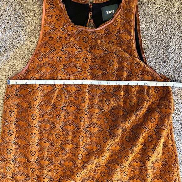 Anthropologie Maeve Faux Suede Cutout Swing Mini Dress Tan Brown Size 8 - Picture 3 of 7